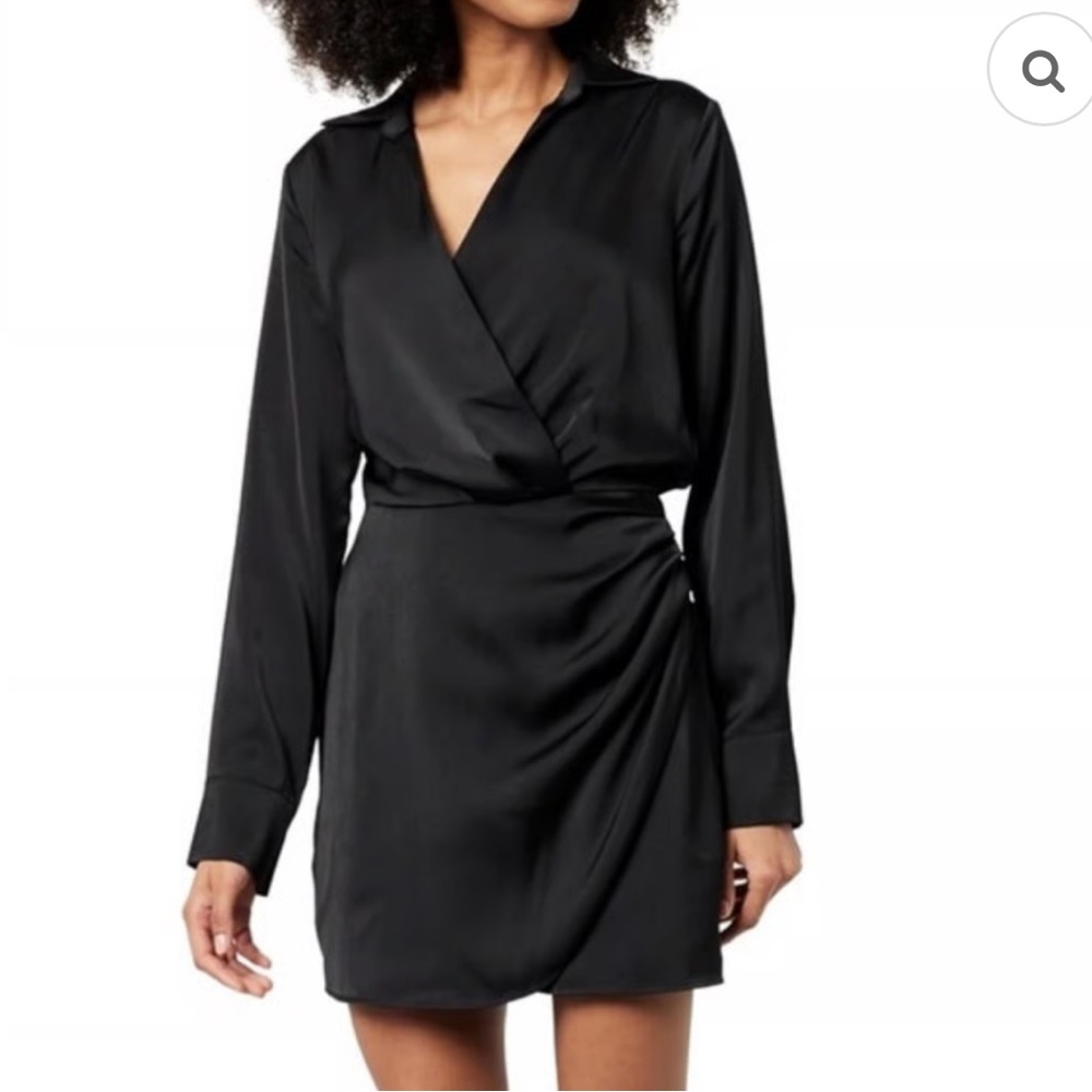 Abercrombie & Fitch Black Long Sleeve Wrap Dress- medium tall
